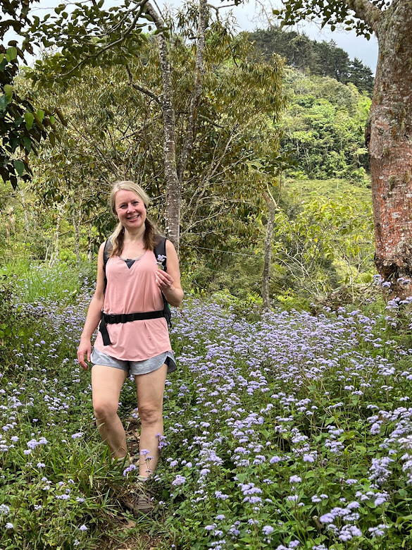 katya walking in wild flowers